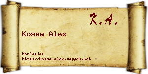 Kossa Alex névjegykártya