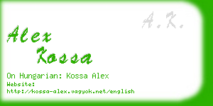 alex kossa business card